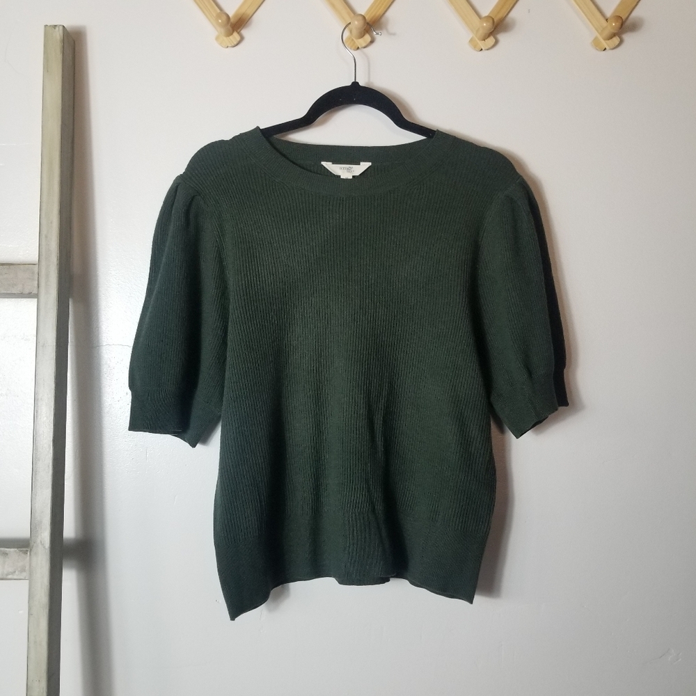 NWT TERRA & SKY PUFFED SLEEVE GREEN BLOUSE SIZE 0X